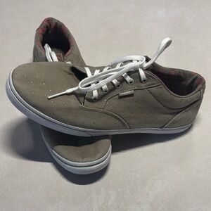 Vans Olive and White Women's Flats